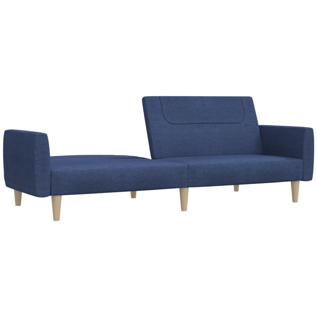 vidaXL Dvivietė sofa-lova, mėlynos spalvos, audinys