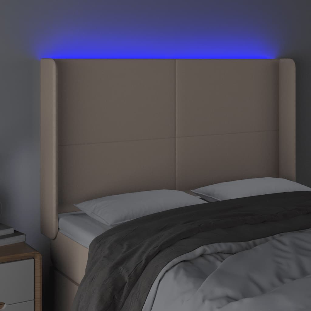 vidaXL Galvūgalis su LED, kapučino spalvos, 147x16x118/128cm