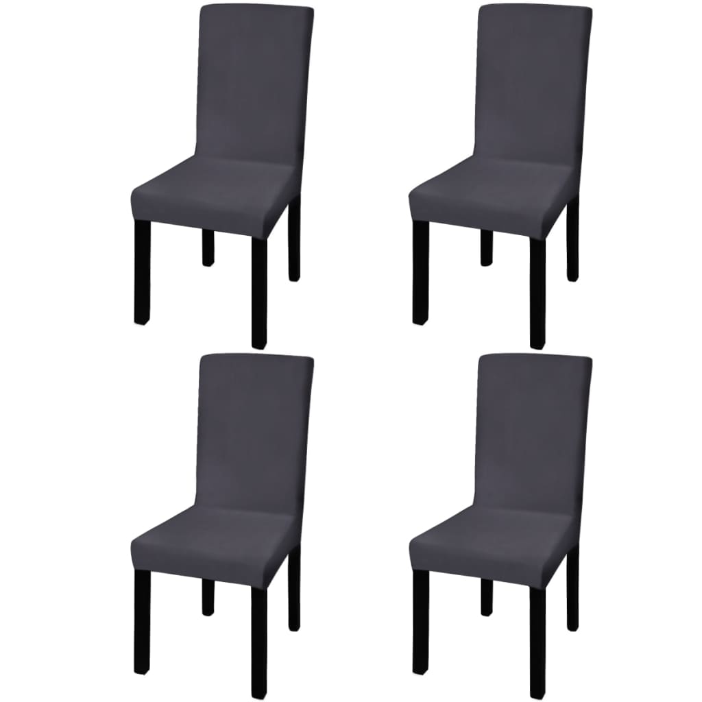 vidaXL Tiesūs įtempiami kėdžių užvalkalai, 4vnt., antracito spalvos
