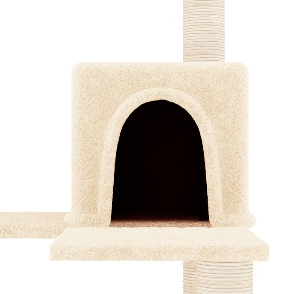 vidaXL Draskyklė katėms su stovais iš sizalio, kreminės spalvos, 153cm