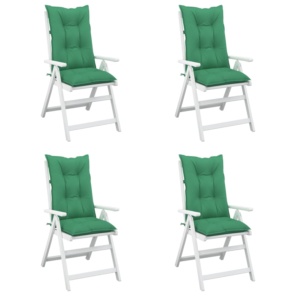 vidaXL Sodo kėdės pagalvėlės, 4vnt., žalios, 120x50x7cm, audinys