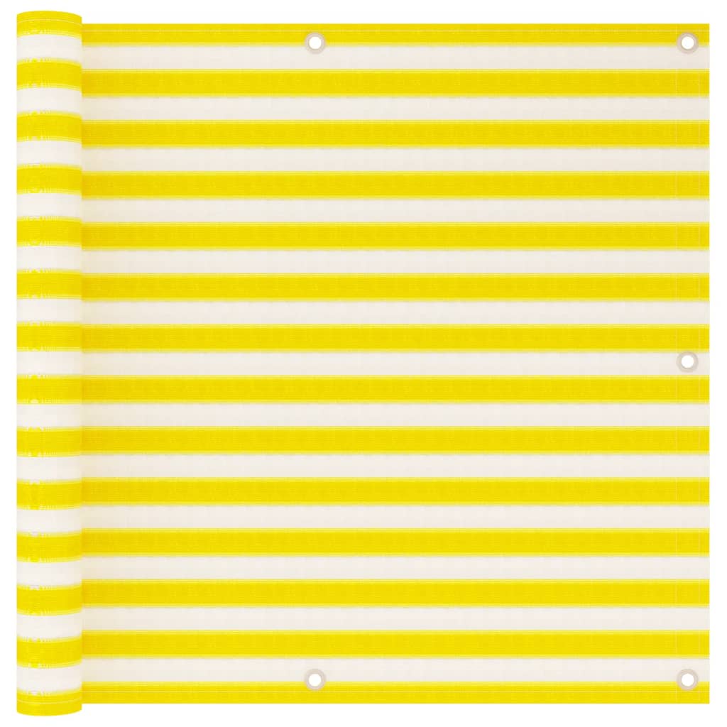vidaXL Balkono pertvara, geltonos ir baltos spalvos, 90x500cm, HDPE