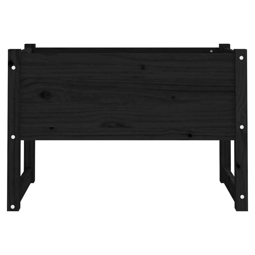 vidaXL Lovelis, juodos spalvos, 78x40x52cm, pušies medienos masyvas