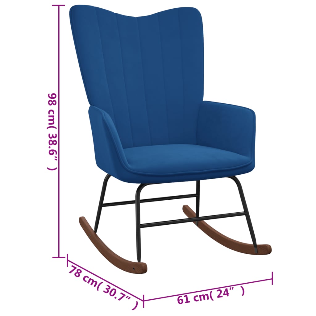 vidaXL Supama kėdė su pakoja, mėlynos spalvos, aksomas