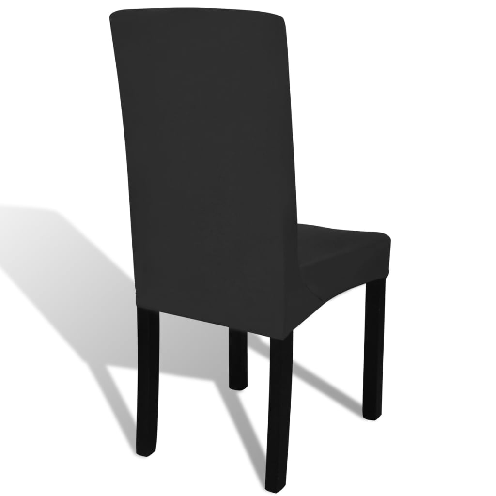 vidaXL Tiesūs įtempiami kėdžių užvalkalai, 6vnt., juodos spalvos