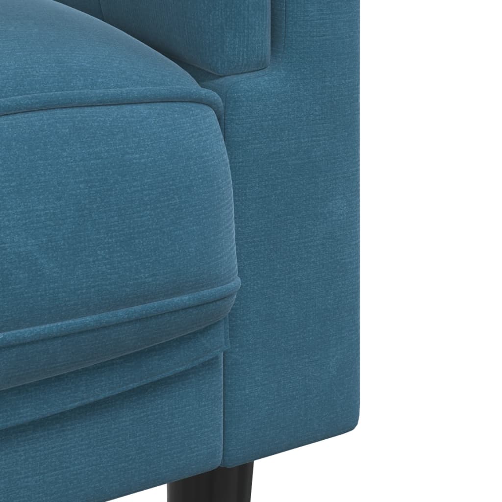 vidaXL Trivietė sofa su pagalvėlėmis, mėlynos spalvos, aksomas