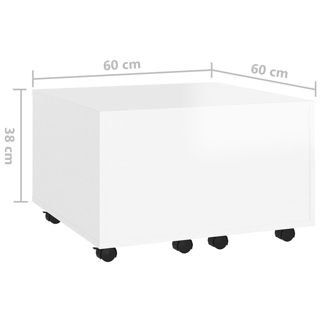 vidaXL Kavos staliukas, baltos spalvos, 60x60x38cm, MDP, blizgus