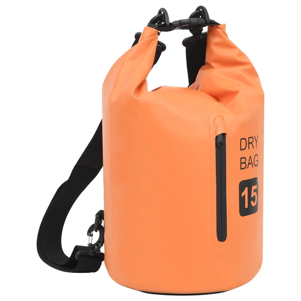 vidaXL Vandeniui atsparus krepšys su užtrauktuku, oranžinis, PVC, 15l