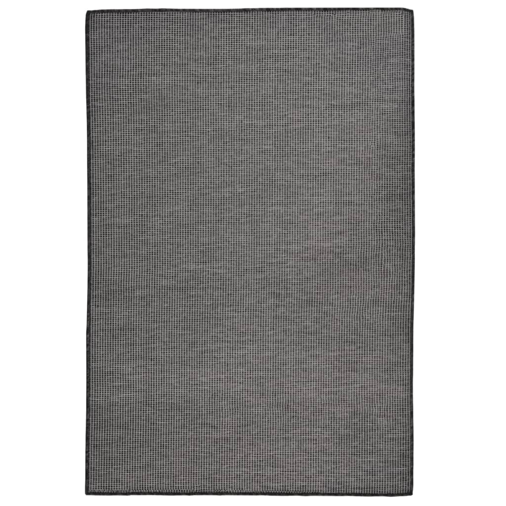 vidaXL Lauko kilimėlis, pilkos spalvos, 120x170cm, plokščio pynimo