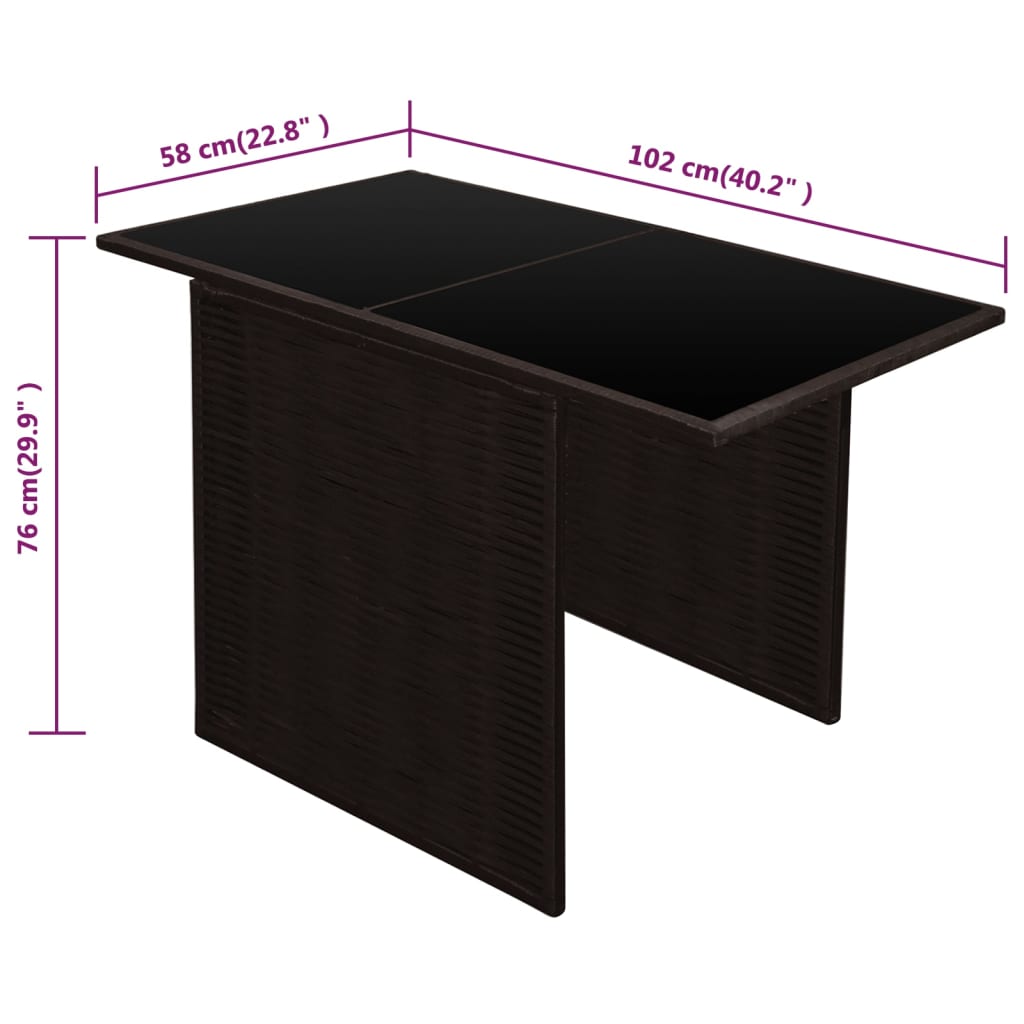 vidaXL Bistro baldų komplektas su pagalvėmis, 3d., rudas, polirat.