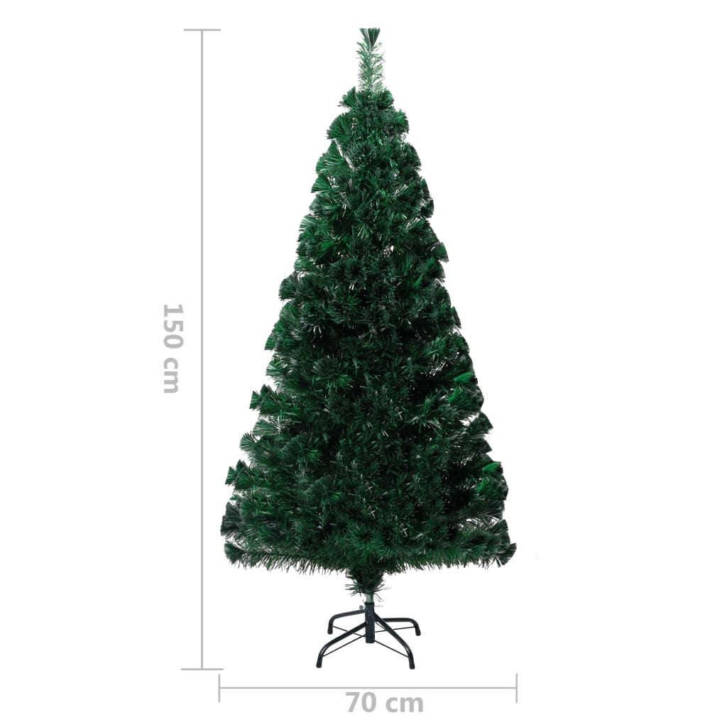 vidaXL Dirbtinė Kalėdų eglutė su stovu, žalia, 150cm, optinis pluoštas