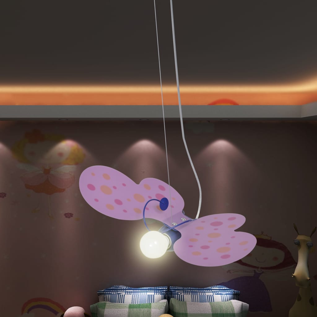 Pakabinamas šviestuvas vaikų kambariui, drugelio formos