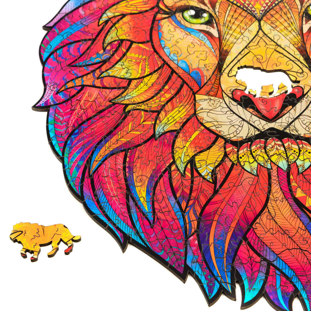 UNIDRAGON Medinė dėlionė Mysterious Lion, 327 detalės, 31x40cm