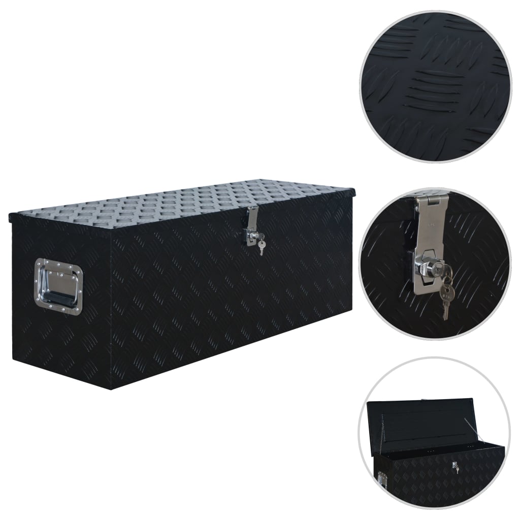 vidaXL Aliuminio dėžė, juoda, 1085x370x400 mm