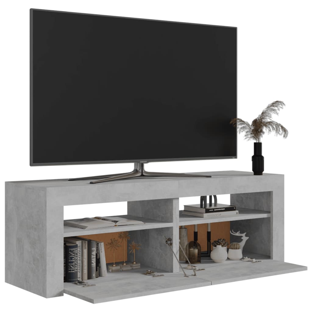 vidaXL TV spintelė su LED apšvietimu, betono pilka, 120x35x40 cm