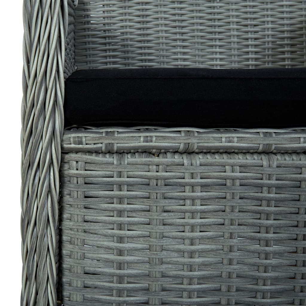 vidaXL Lauko komplektas su pagalvėmis, 9 dalių, pilkas, poliratanas