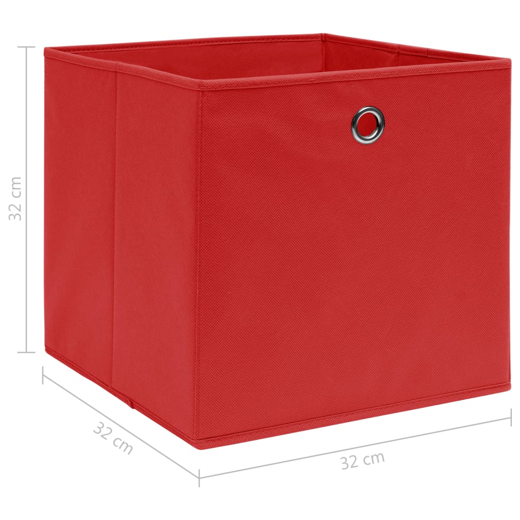 vidaXL Daiktadėžės, 4vnt., raudonos spalvos, 32x32x32cm, audinys