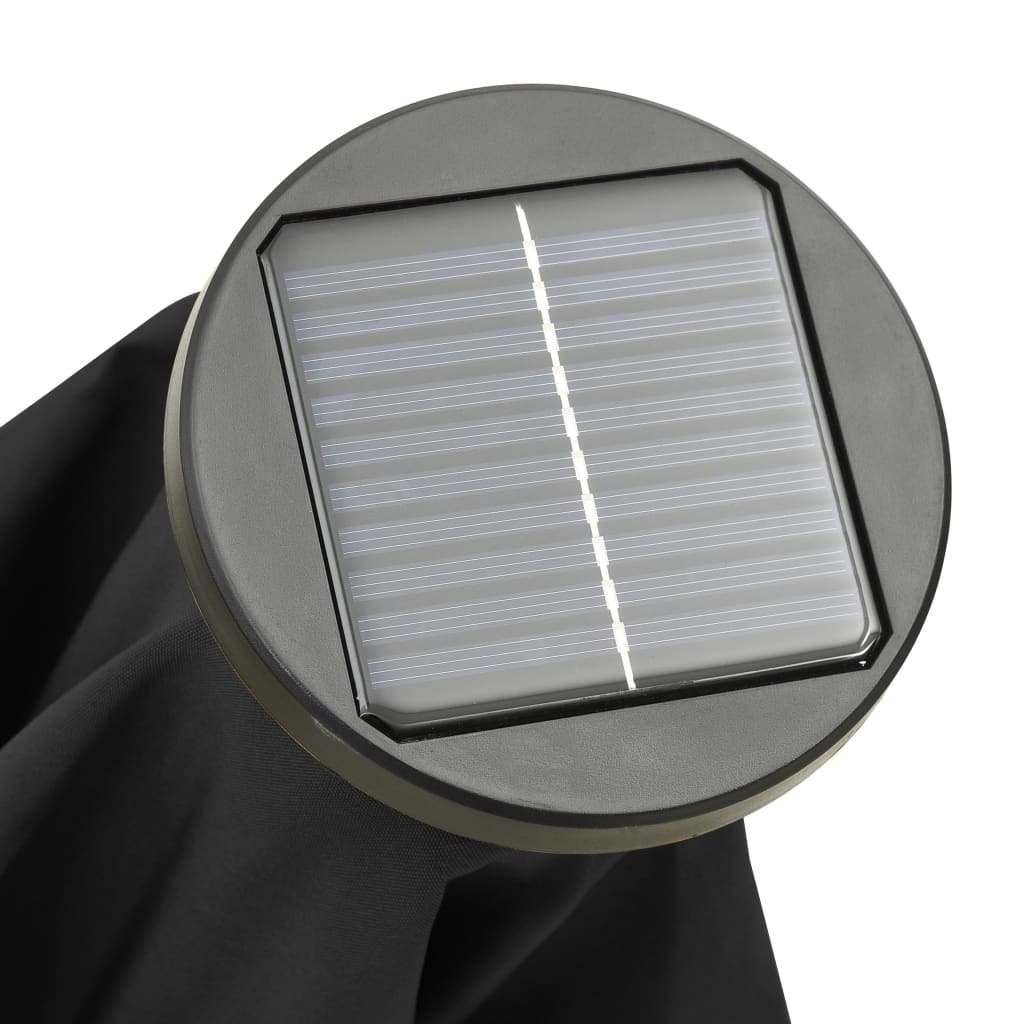 vidaXL Skėtis nuo saulės su LED, juodos spalvos, 200x211cm, aliuminis