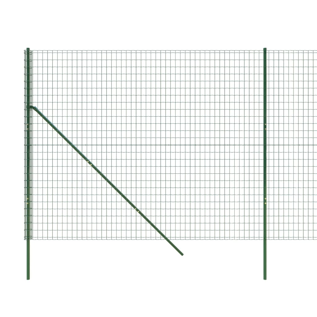 vidaXL Vielinė tinklinė tvora, žalia, 1,4x10m, galvanizuotas plienas