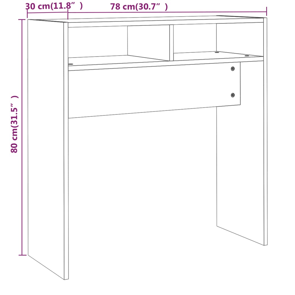 vidaXL Konsolinis staliukas, pilkas ąžuolo, 78x30x80cm, mediena