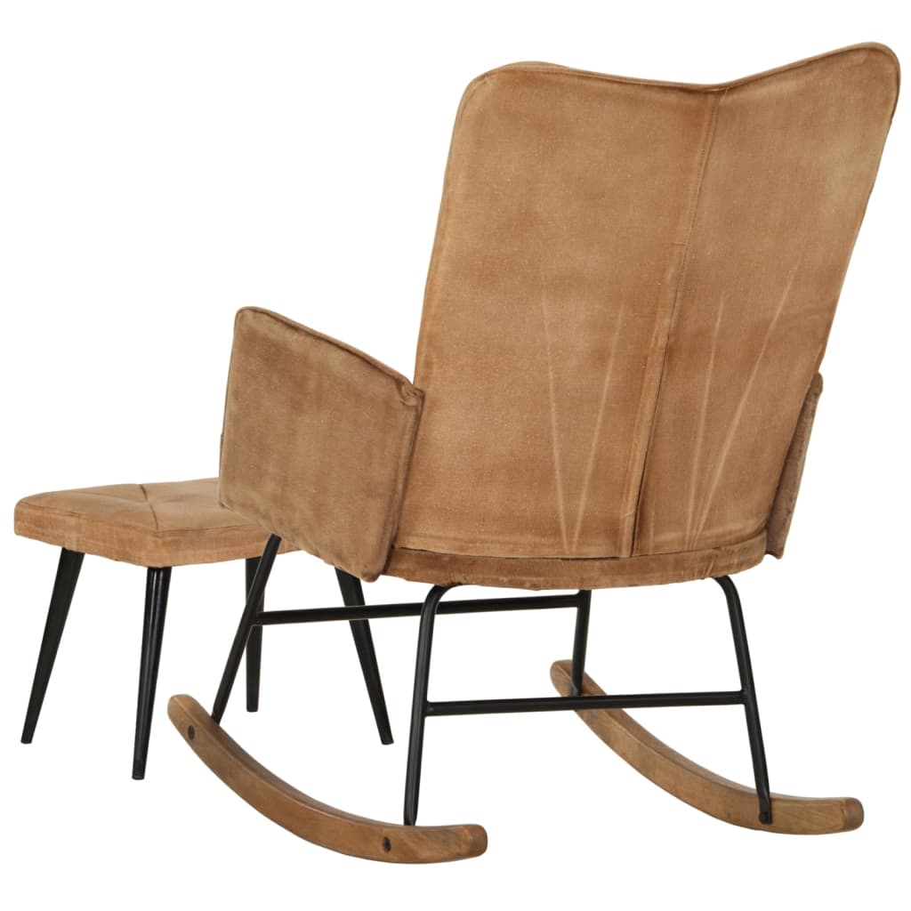 vidaXL Supama kėdė su pakoja, rudos spalvos, drobė, vintažinė