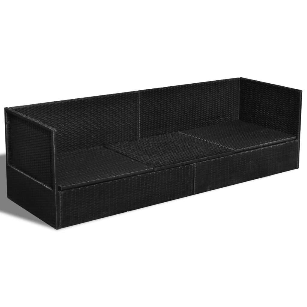 vidaXL Lauko sofa su pagalvėlėmis, poliratanas, juoda