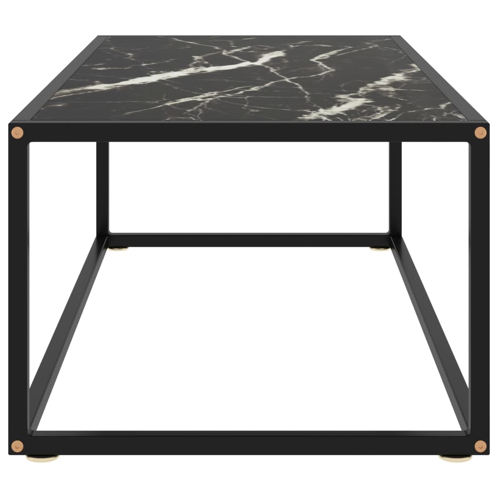 vidaXL Kavos staliukas su juodo marmuro stiklu, juodas, 100x50x35cm