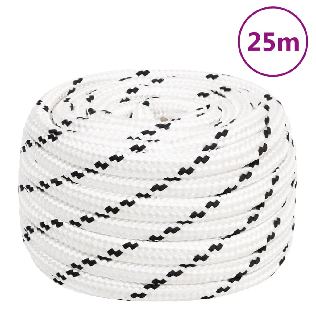 vidaXL Darbo virvė, baltos spalvos, 20mm, 25m, poliesteris