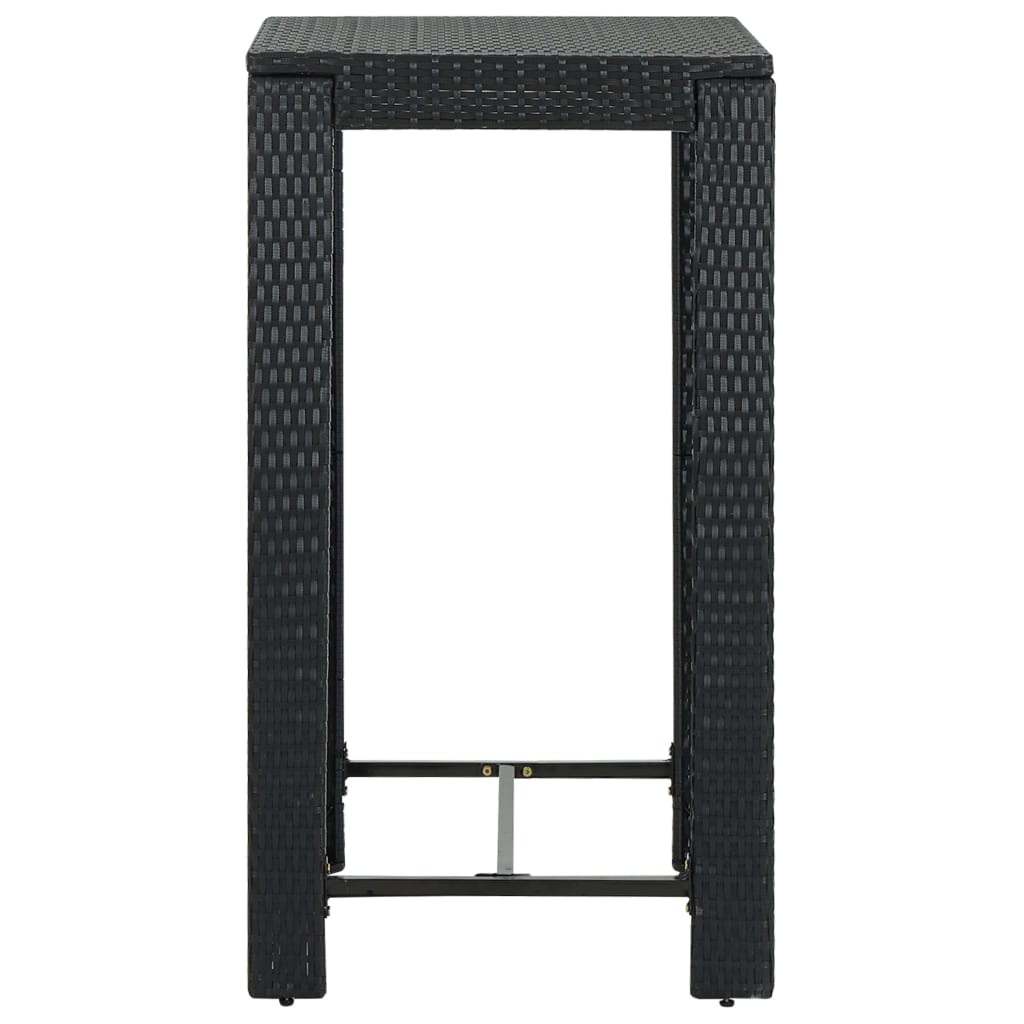 vidaXL Sodo baro staliukas, juodas, 60,5x60,5x110,5cm, poliratanas