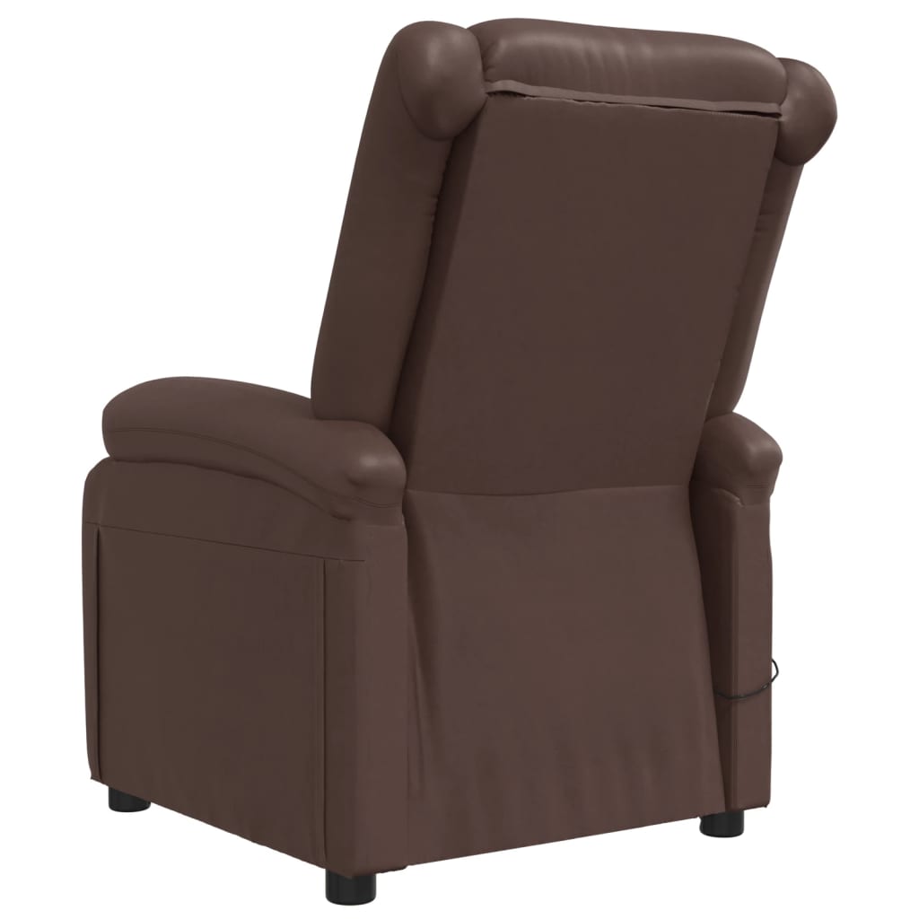 vidaXL Elektrinis masažinis krėslas, rudos spalvos, dirbtinė oda