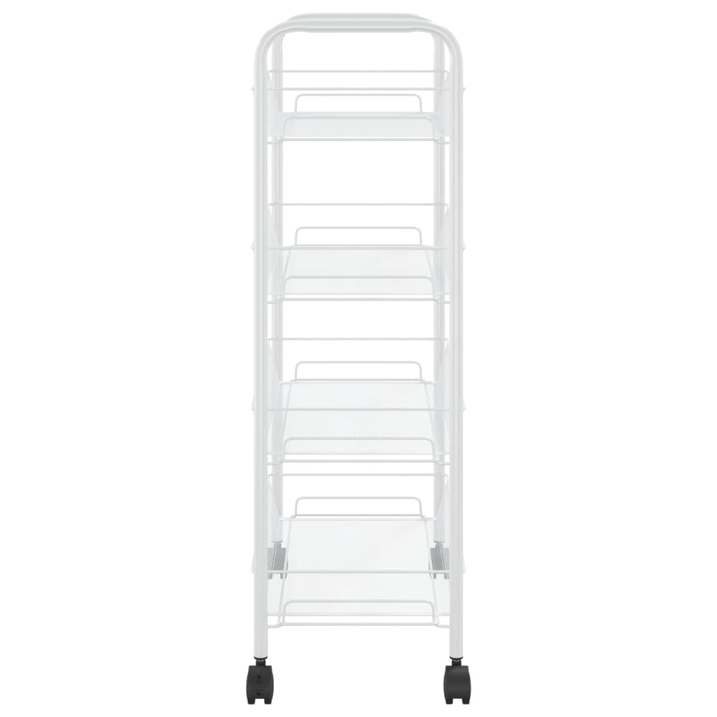 vidaXL Virtuvės vežimėlis, 4 aukštų, baltas, 46x26x85cm, geležis