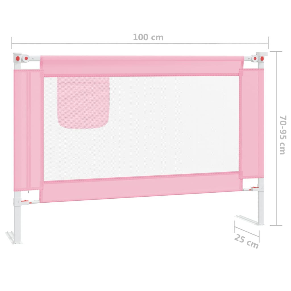vidaXL Apsauginis turėklas vaiko lovai, rožinis, 100x25cm, audinys