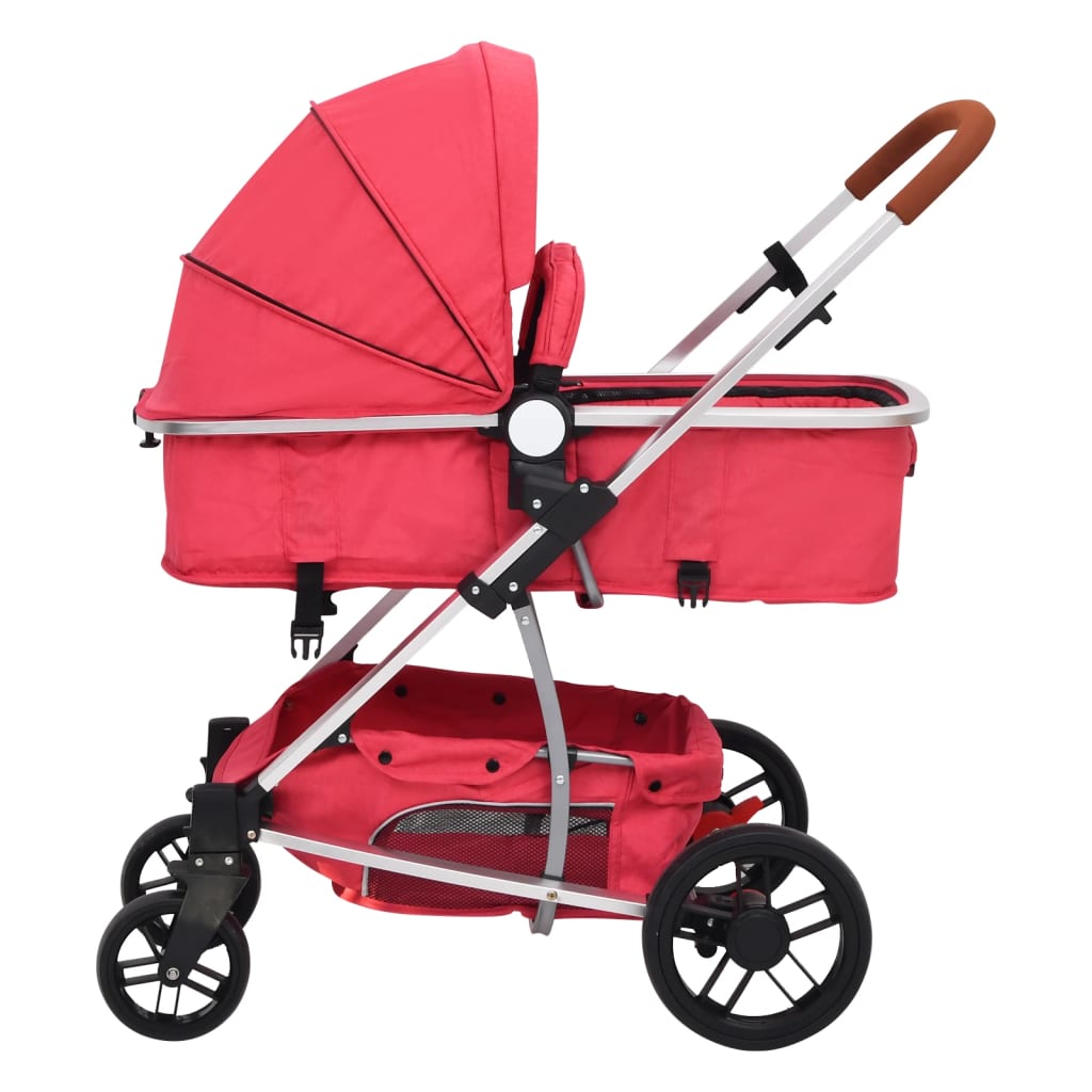 vidaXL Vaikiškas vežimėlis 3-1, raudonos spalvos, aliuminis