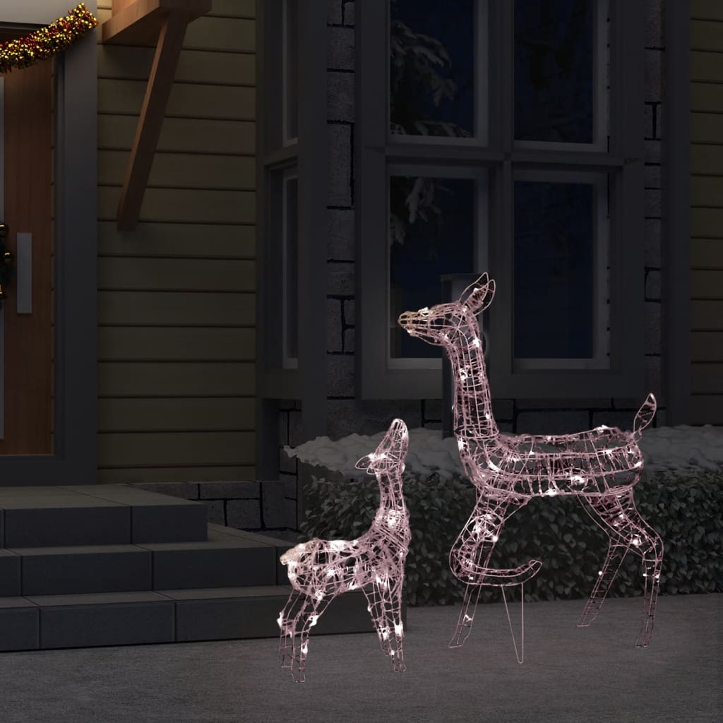 vidaXL Kalėdinė dekoracija elnių šeima, akrilas, 160 šiltų baltų LED