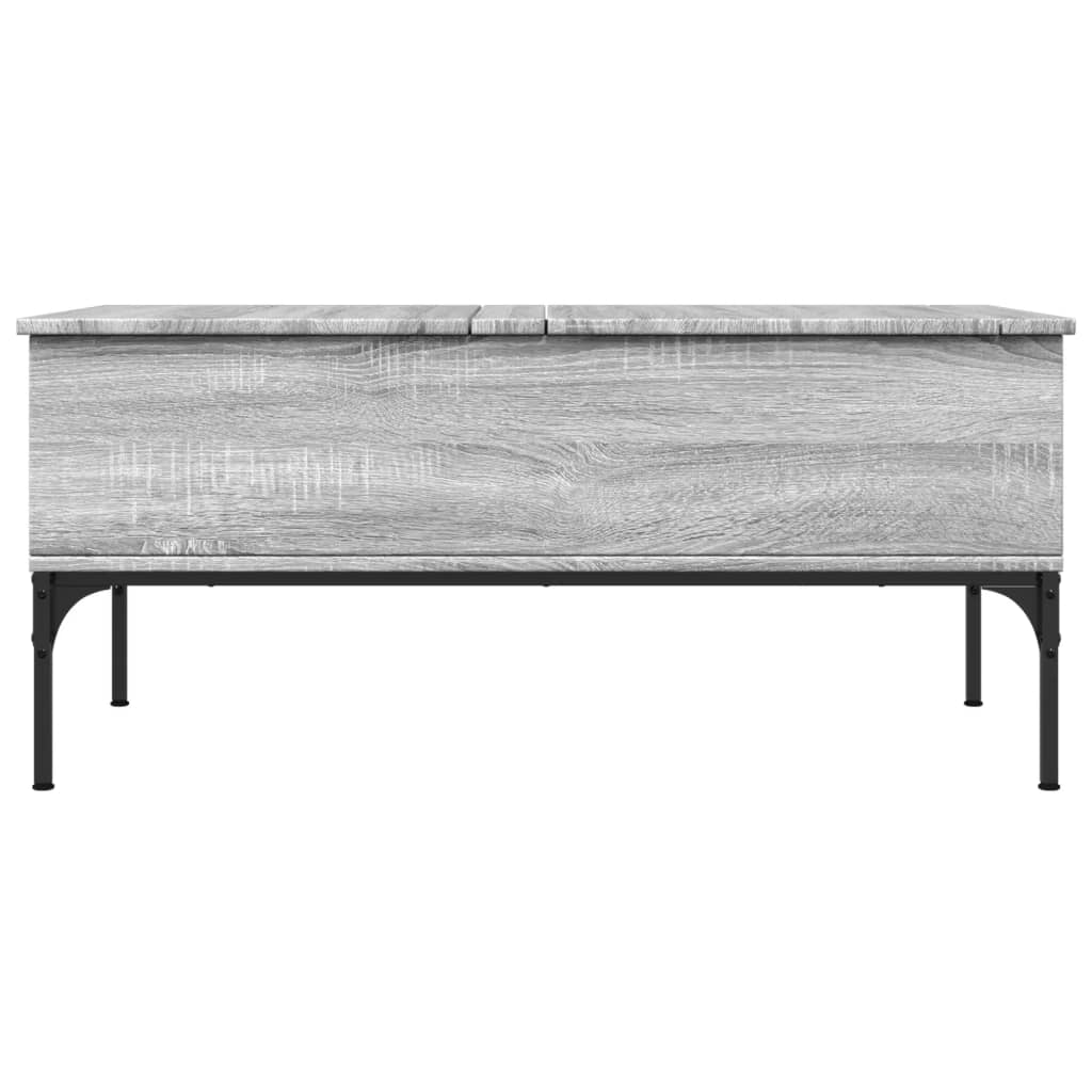 vidaXL Kavos staliukas, pilkas ąžuolo, 100x50x45cm, mediena ir metalas