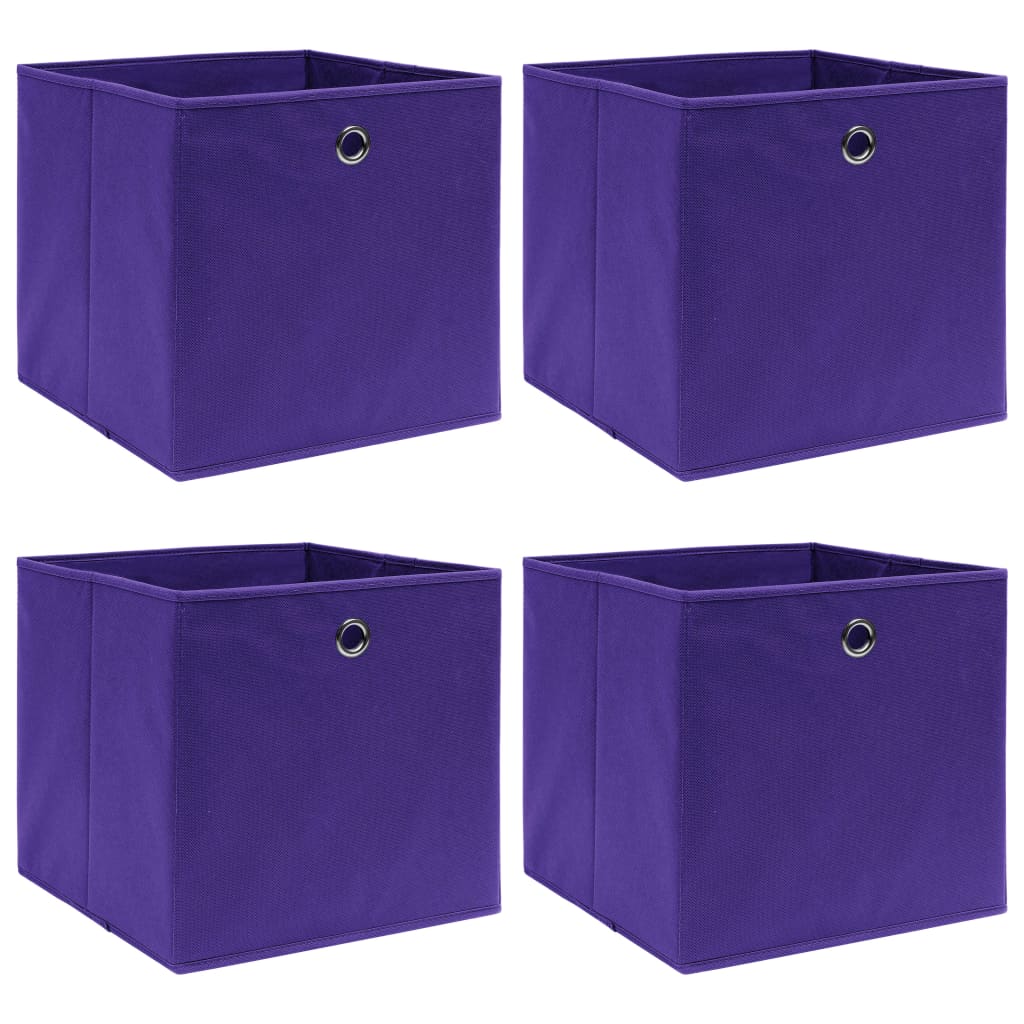 vidaXL Daiktadėžės, 4vnt., violetinės spalvos, 32x32x32cm, audinys