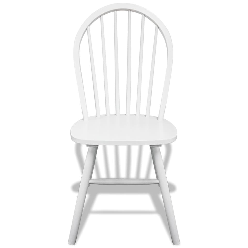 vidaXL Valgomojo kėdės, 6 vnt., baltos, kaučiukmedžio masyvas