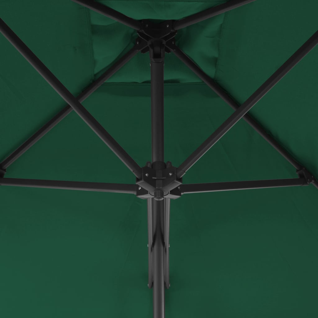 vidaXL Lauko skėtis su plieniniu stulpu, žalios sp., 250x250 cm