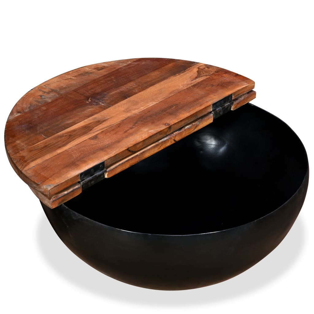 vidaXL Kavos staliukas, perdirbta mediena, dubens forma, juodas