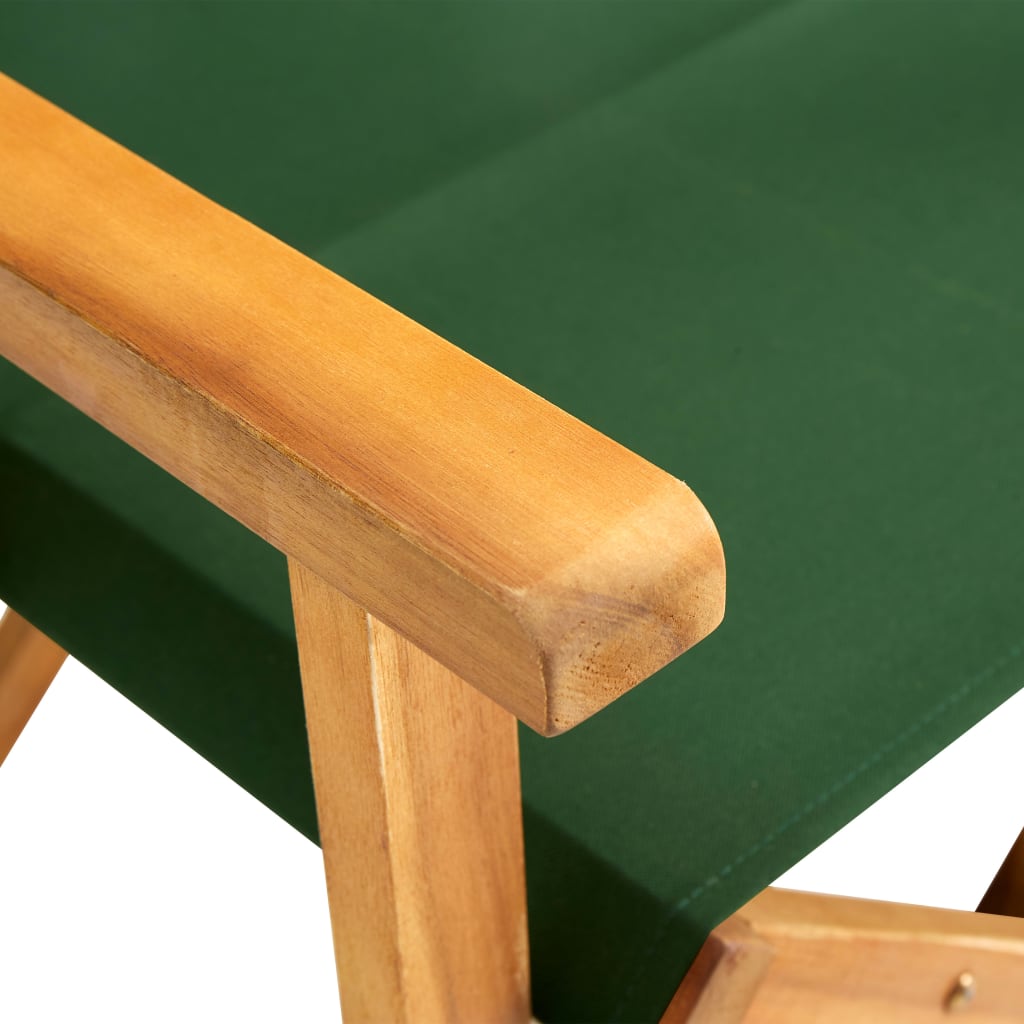 vidaXL Režisieriaus kėdė, žalios spalvos, akacijos medienos masyvas