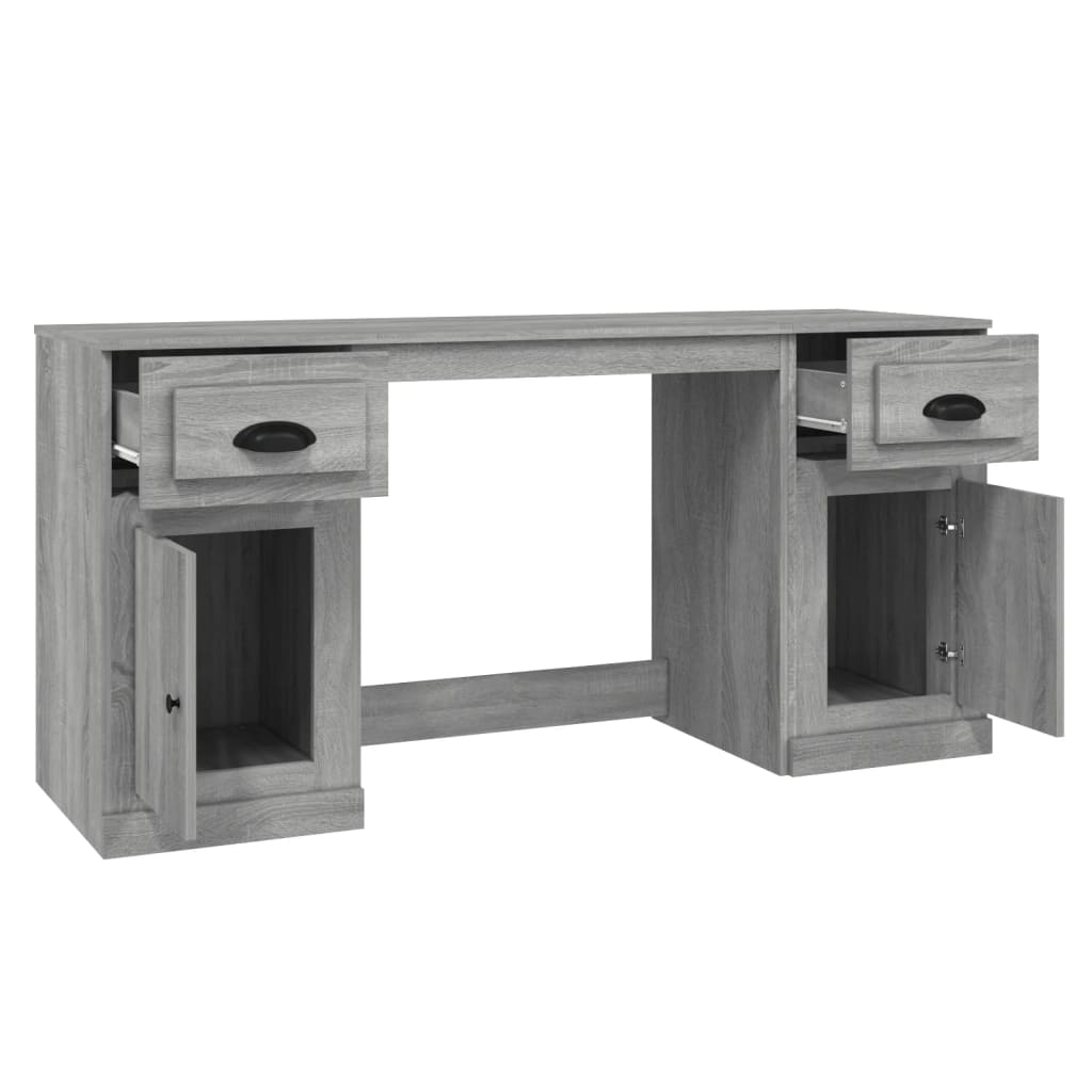 vidaXL Rašomasis stalas su spintele, pilkas ąžuolo, apdirbta mediena
