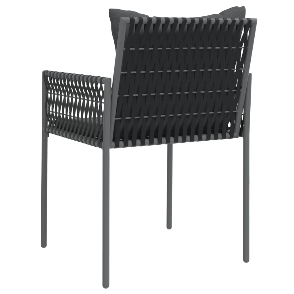 vidaXL Sodo kėdės su pagalvėmis, 2vnt., juodos, 54x61x83cm, ratanas