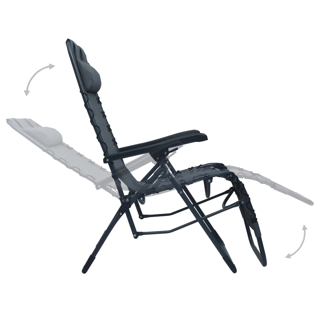 vidaXL Sulankstoma terasos kėdė, pilkos spalvos, tekstilenas