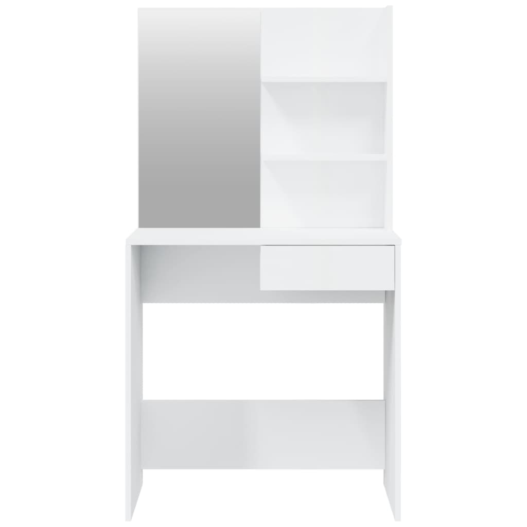 vidaXL Kosmetinio staliuko komplektas, baltas, 74,5x40x141cm, blizgus