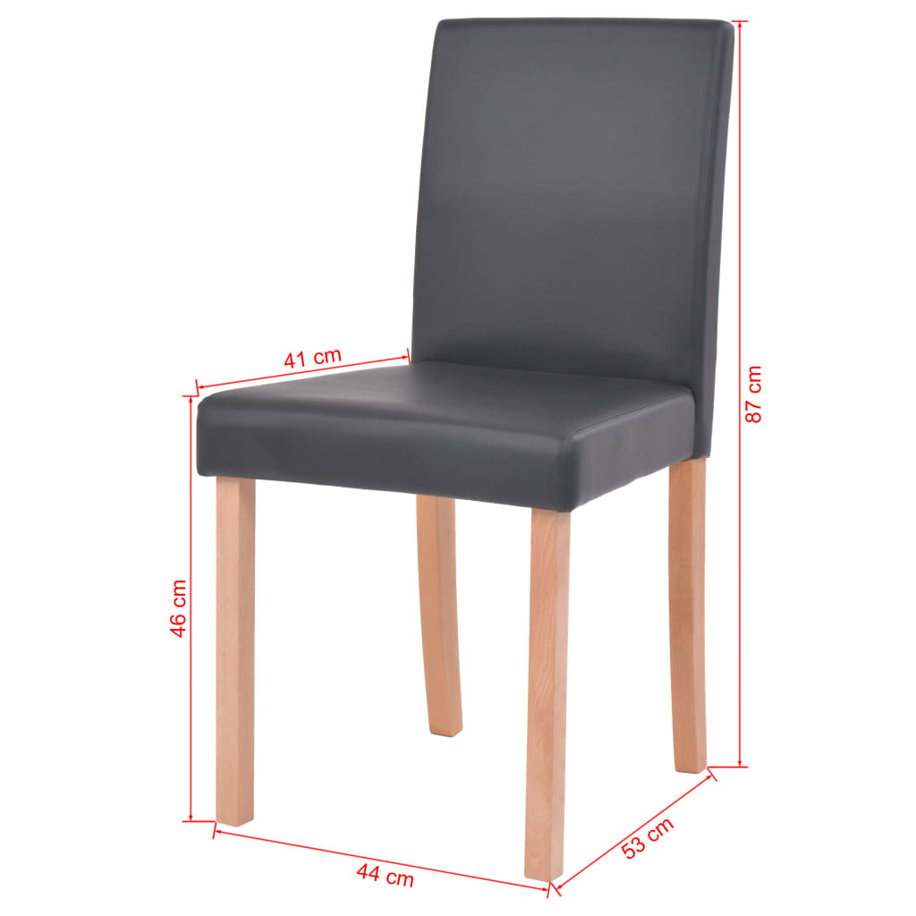 vidaXL Valgomojo stalas ir kėdės, 5vnt., dirbtinė oda, ąžuolas, juod.