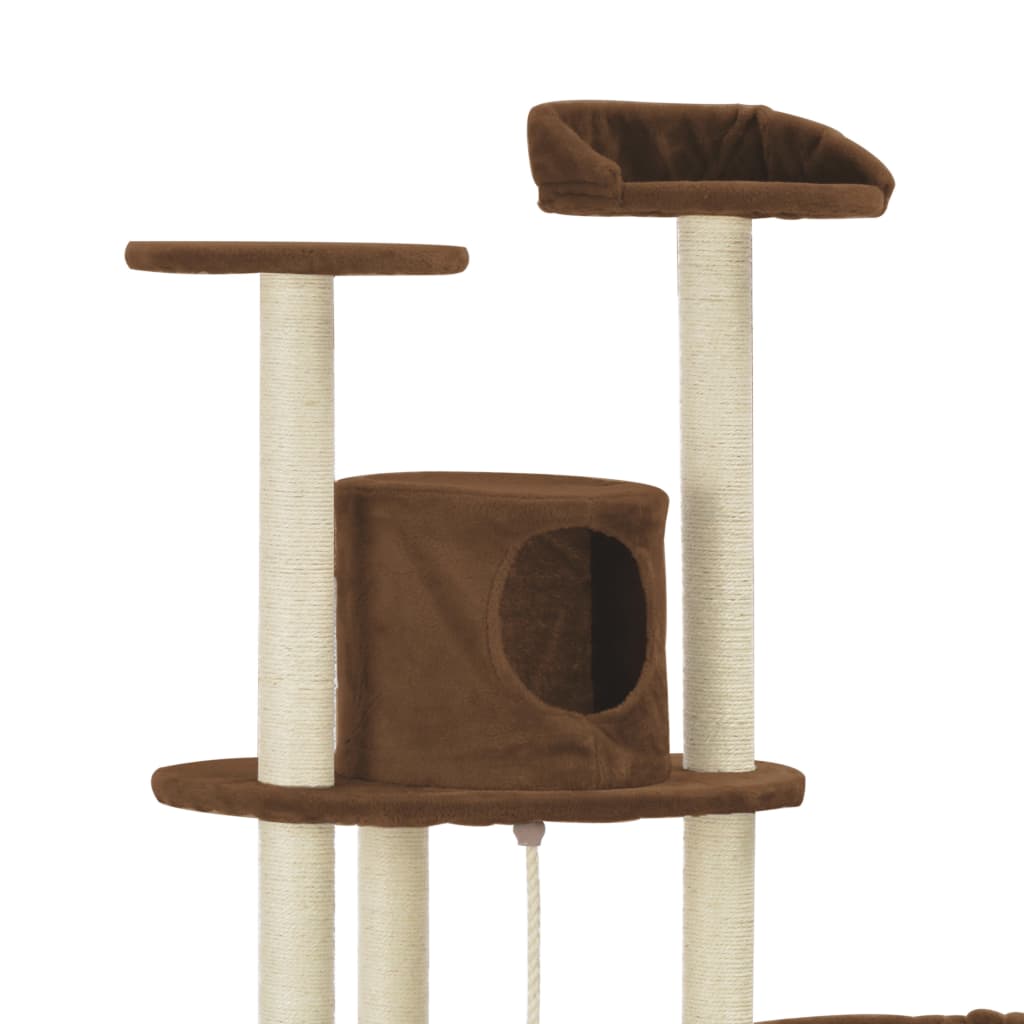 vidaXL Draskyklė katėms su stovais iš sizalio, rudos spalvos, 160 cm