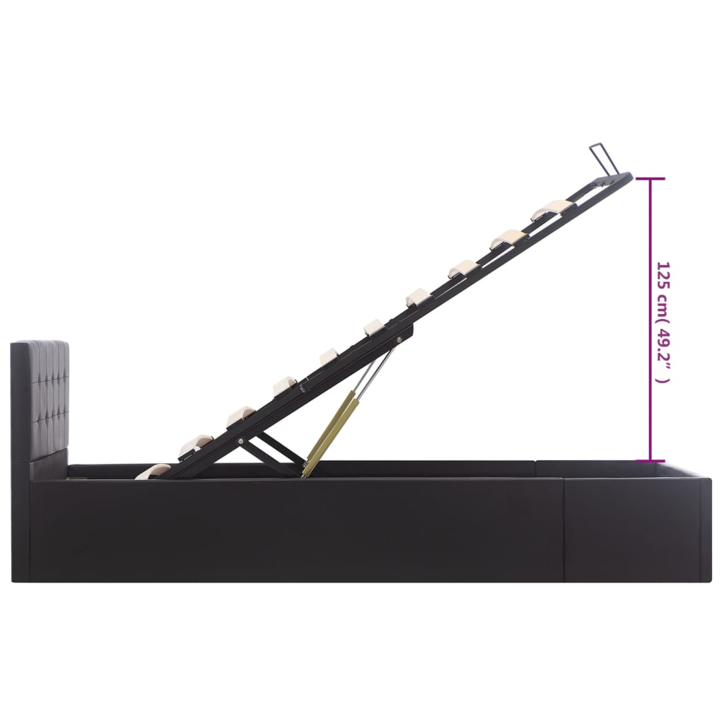 vidaXL Lovos rėmas su daiktadėže, juodas, 90x200cm, dirbtinė oda