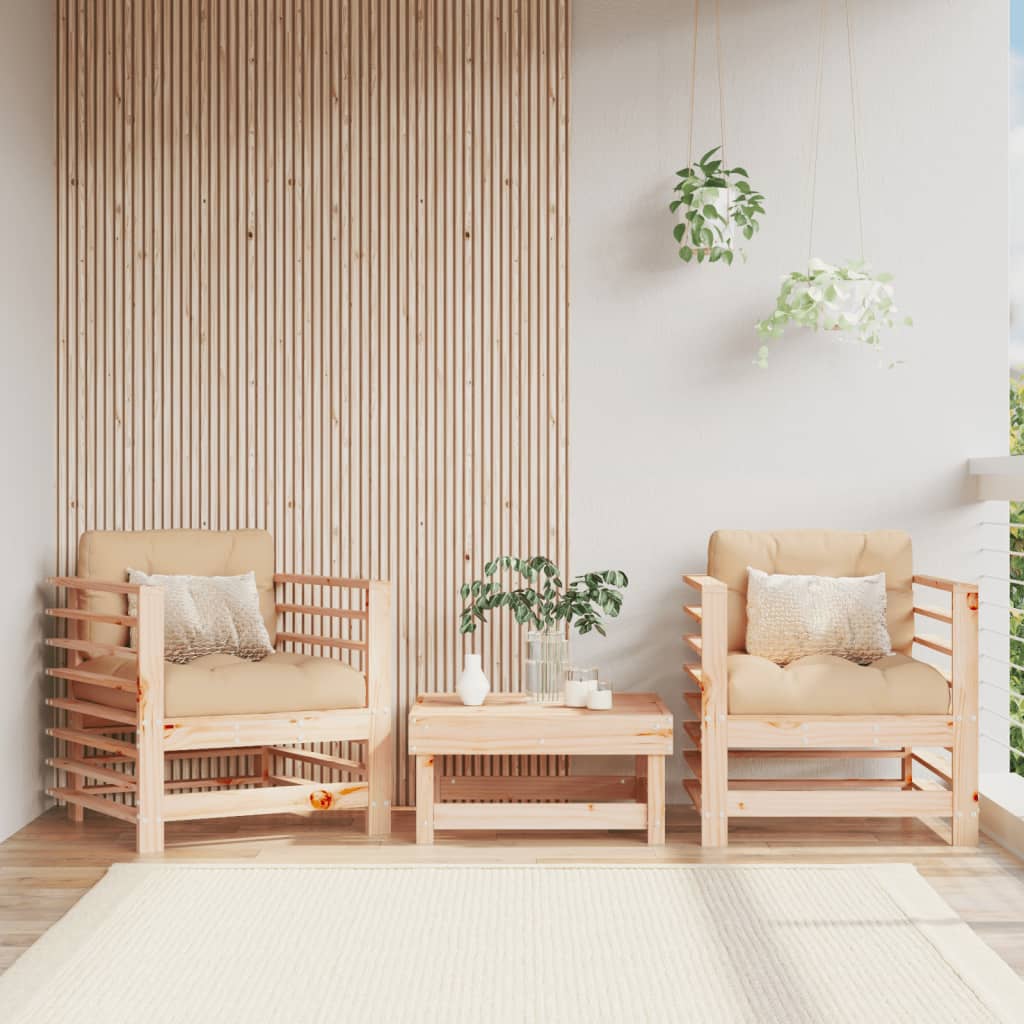vidaXL Sodo kėdės su pagalvėlėmis, 2vnt., pušies medienos masyvas