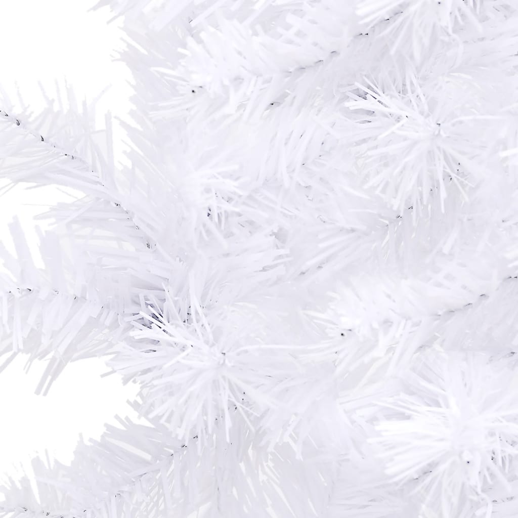 vidaXL Kampinė Kalėdų eglutė su LED/žaisliukais, balta, 240cm, PVC