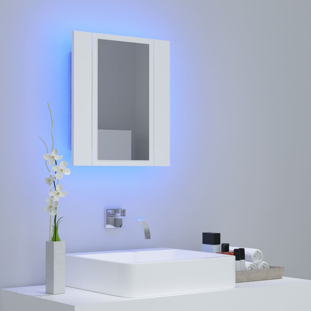 vidaXL Veidrodinė vonios spintelė su LED, balta, 40x12x45cm, akrilas